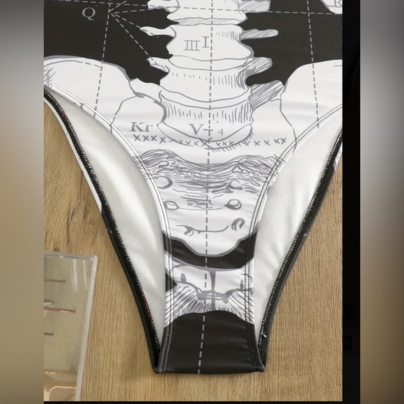 New Goth skeleton one piece Swimsuit - Picture 3 of 5
